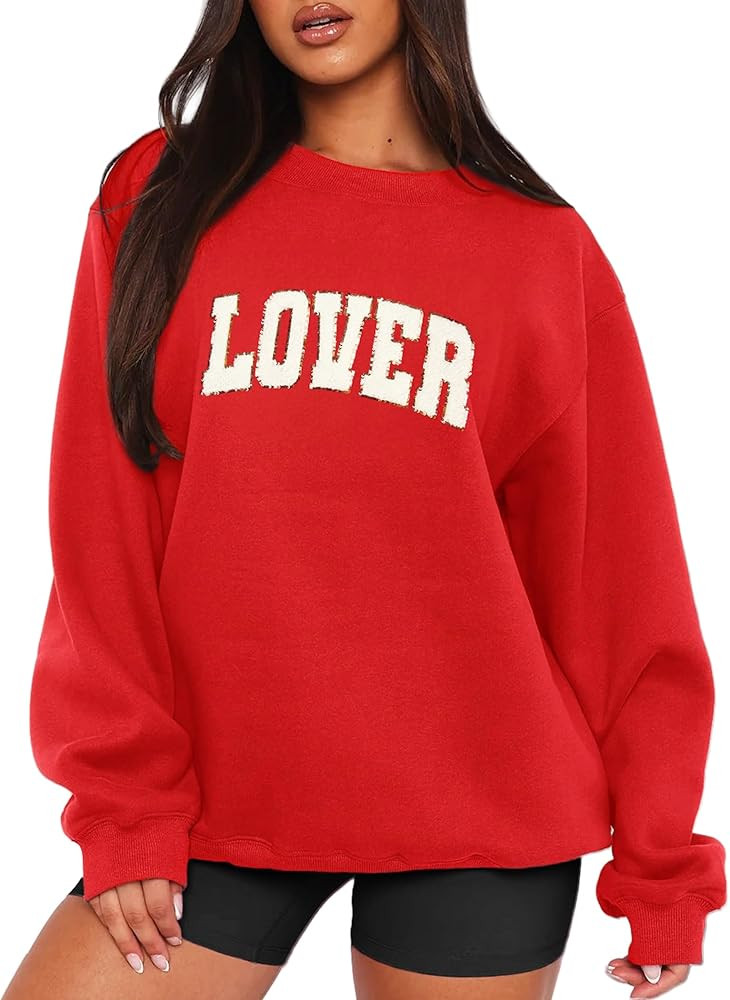 MAPICK Valentine Sweatshirts for Women Lover Glitter Patch Pullover Sweaters Long Sleeve Oversize... | Amazon (US)