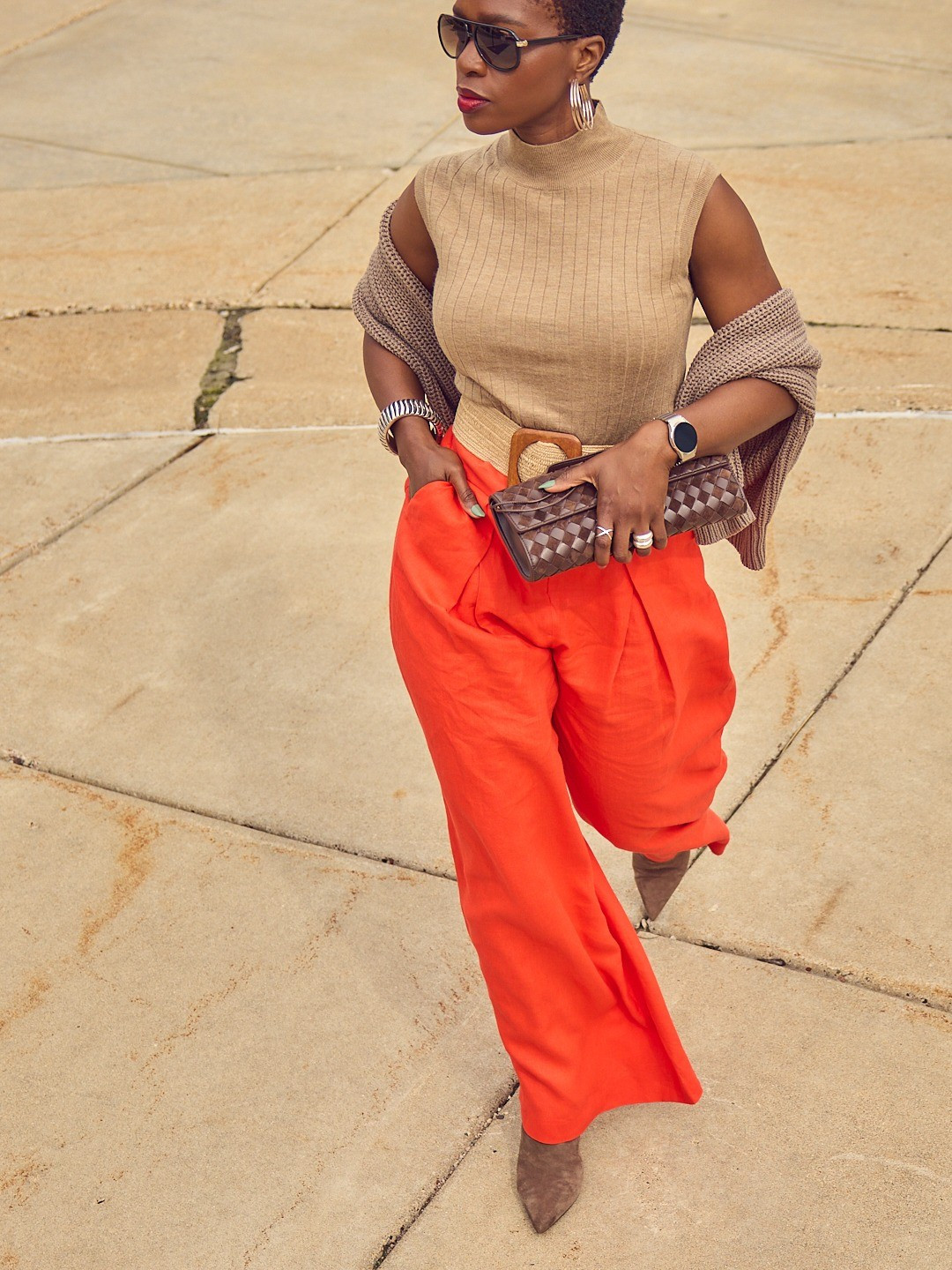 Fall workwear outfit with colorful pants and neutral layers 🍂🍁 Ann Taylor Fall collection, dress pants, dressy heels, sleeveless sweaters, tall girl fashion, business casual, Fall 2025

#LTKOver40 #LTKWorkwear #LTKStyleTip