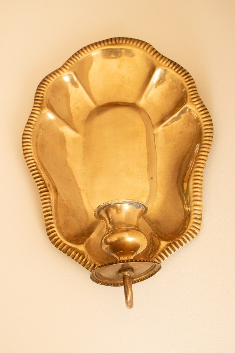 Vintage Brass Candlestick Holder Sconce Shell Shaped Wall Hanging - Etsy | Etsy (US)