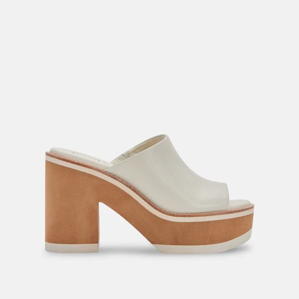 EMERY HEELS IN IVORY LEATHER | DolceVita.com