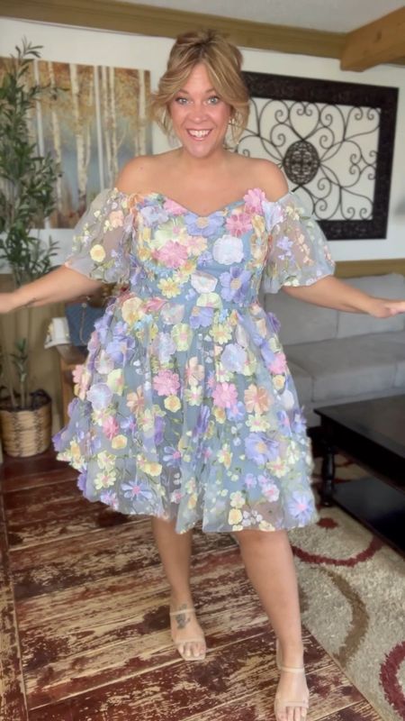 Special event dress, tulle dress, wedding guest dress, floral appliqué dress, wedding guest dress, bridal dress, prom dress, mother of the bride dresses- wearing size 16 & use code NicoleL10 for 10% off  #awbridal #floraldress #gardenpartydress