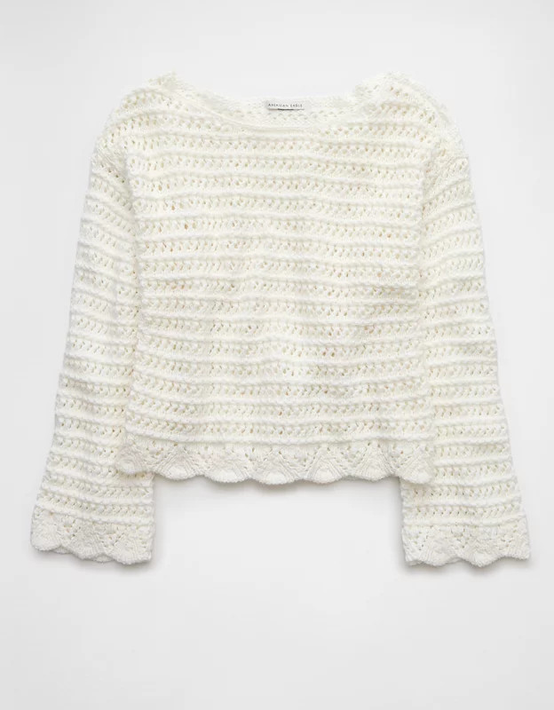 AE Ballet Neck Open Knit Sweater | American Eagle Outfitters (US & CA)