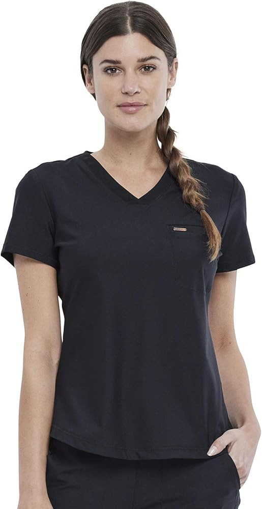 Cherokee Scrubs for Women V-Neck Top \u2013 Tuckable Contemporary Fit Top, Stretch Knit, Moisture... | Amazon (US)