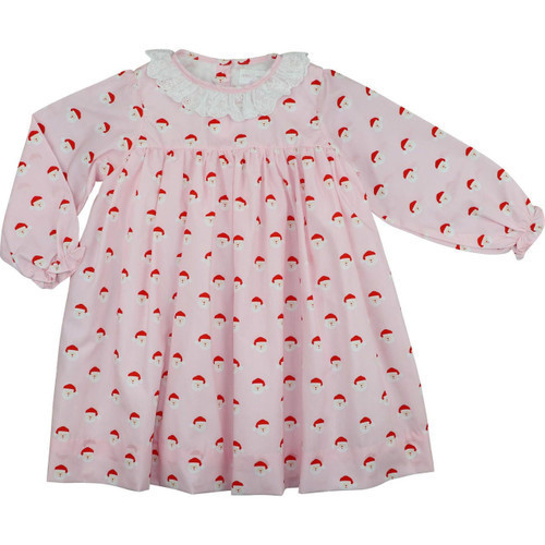 Pink Santa Print Eyelet Dress | Cecil and Lou