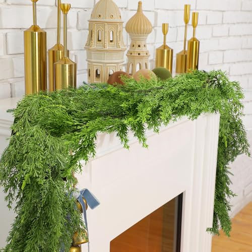 6FT Christmas Garland Artificial Pine Greenery Garland Lifelike Cedar Garland Christmas Garland for Mantle Stairs Railing Garland Christmas Decorations Indoor Outdoor | Amazon (US)