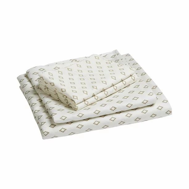 Better Homes & Gardens 3-Piece 300 Thread Count Beige Geo Cotton Bedding Sheet Set, Twin | Walmart (US)