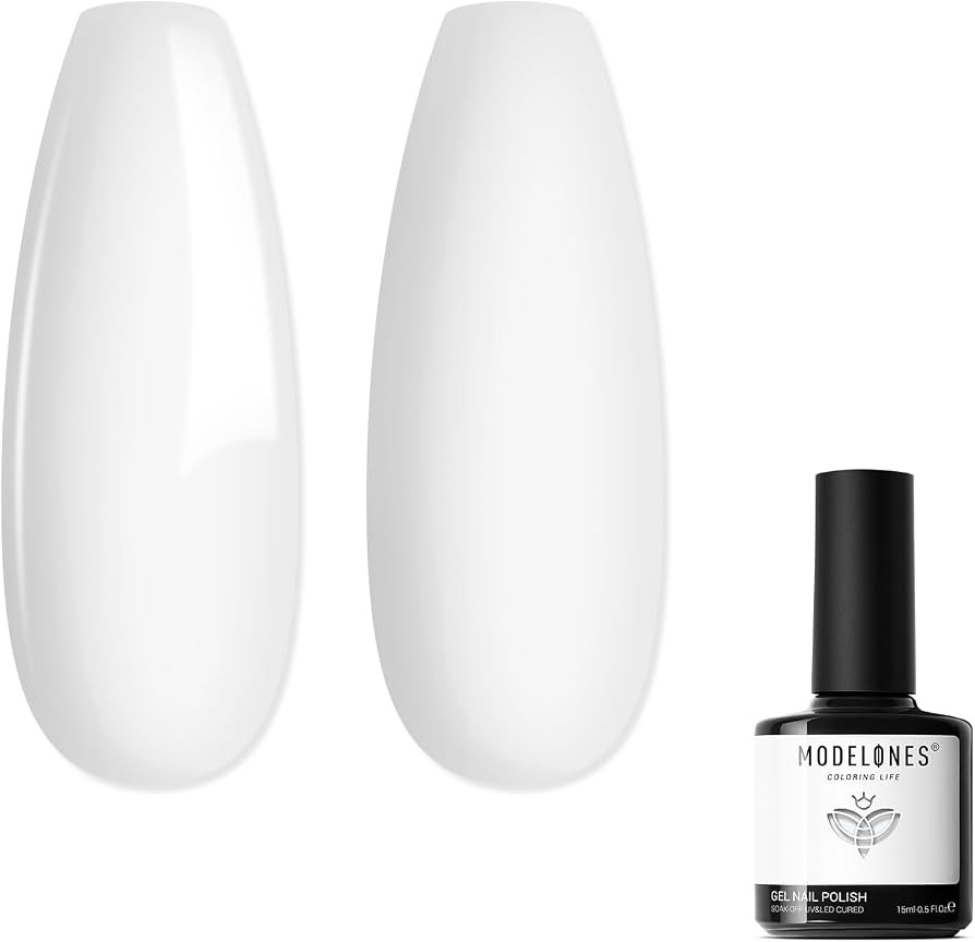 modelones Gel Nail Polish, White Gel Nail Polish for French Tip Soak Off Pastel U V White Color A... | Amazon (US)