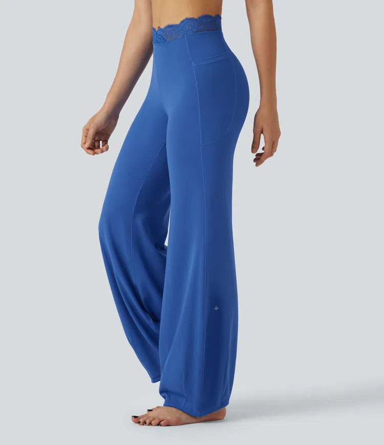 SoftlyZero\u2122 High Waisted Contrast Lace Dance Balloon Pants with Pockets | HALARA