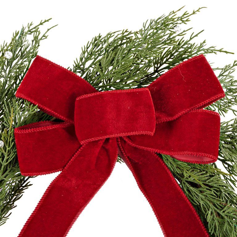 Holiday Time Christmas Red Bow Wreath, 20 inch diameter - Walmart.com | Walmart (US)