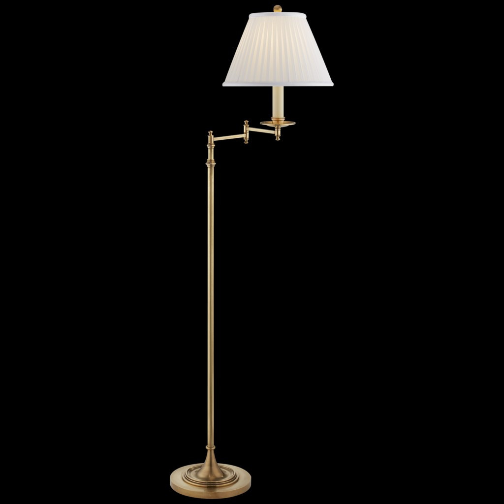 Dorchester Swing Arm Floor Lamp in Antique-Burnished Brass with Silk Shade at Burkdecor. – BURK... | Burke Decor