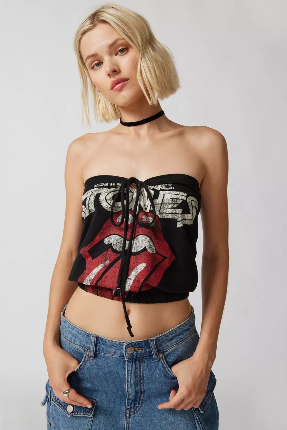 Urban Renewal Remade Music Drawstring Tube Top | Urban Outfitters (US and RoW)