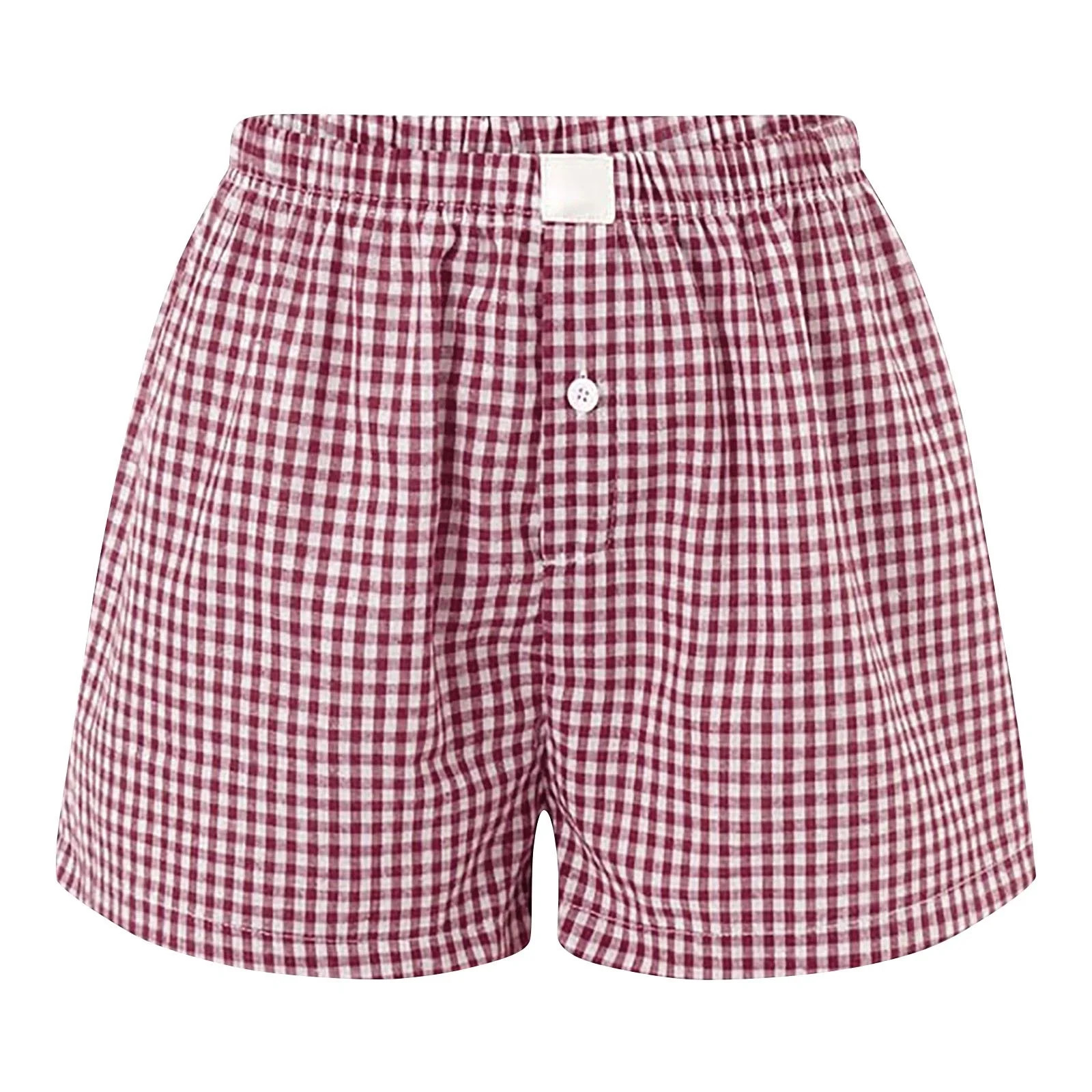 Karight Womens Plaid Shorts Casual Elastic Waist Checkered Shorts Women Trendy with Pockets - Wal... | Walmart (US)