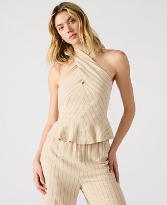 Women's Kosta Striped Halter Peplum Top | Macy's