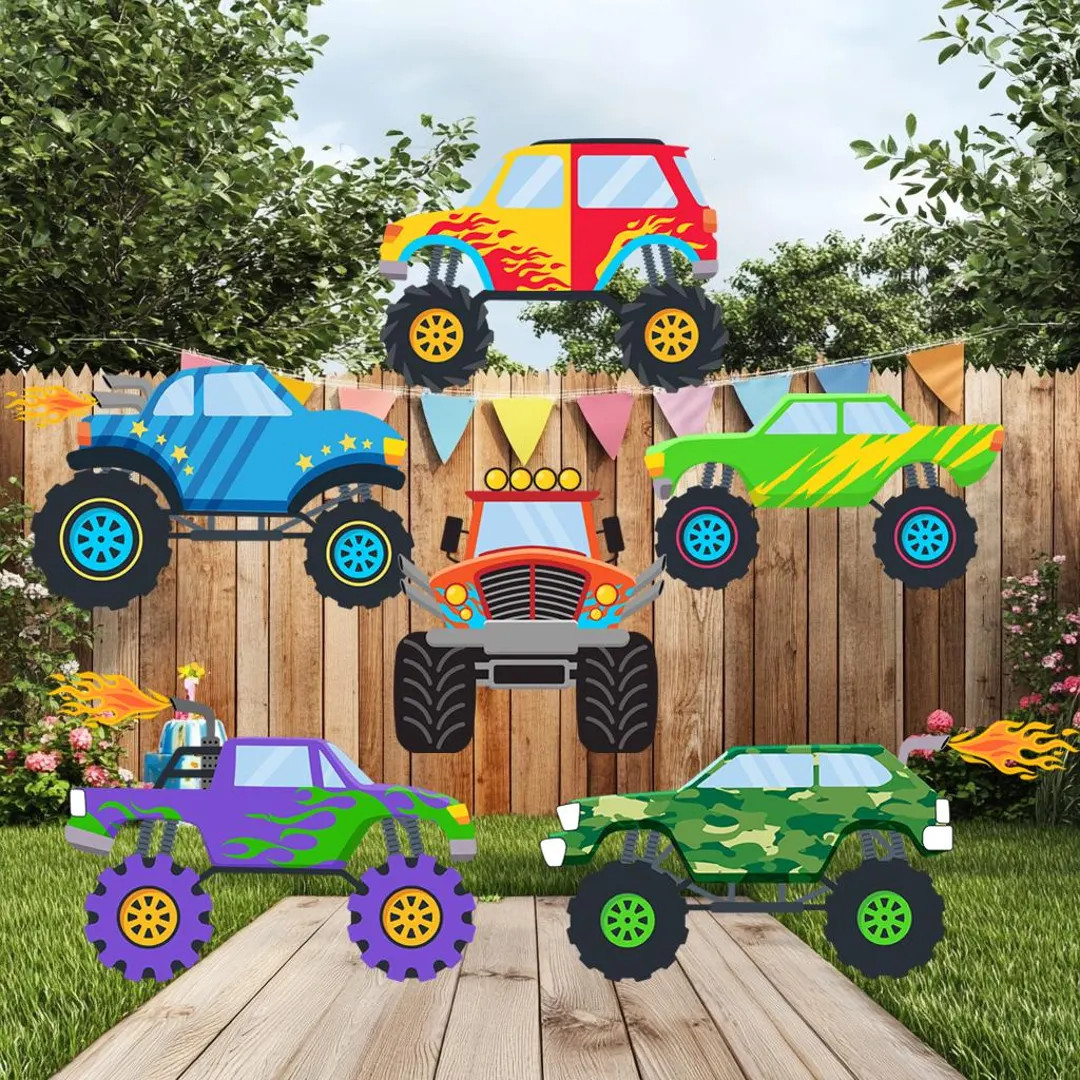 Monster Truck Birthday Cutouts, Monster Truck Decoration, Monster Truck Props, Boys Birthday Part... | Etsy (US)