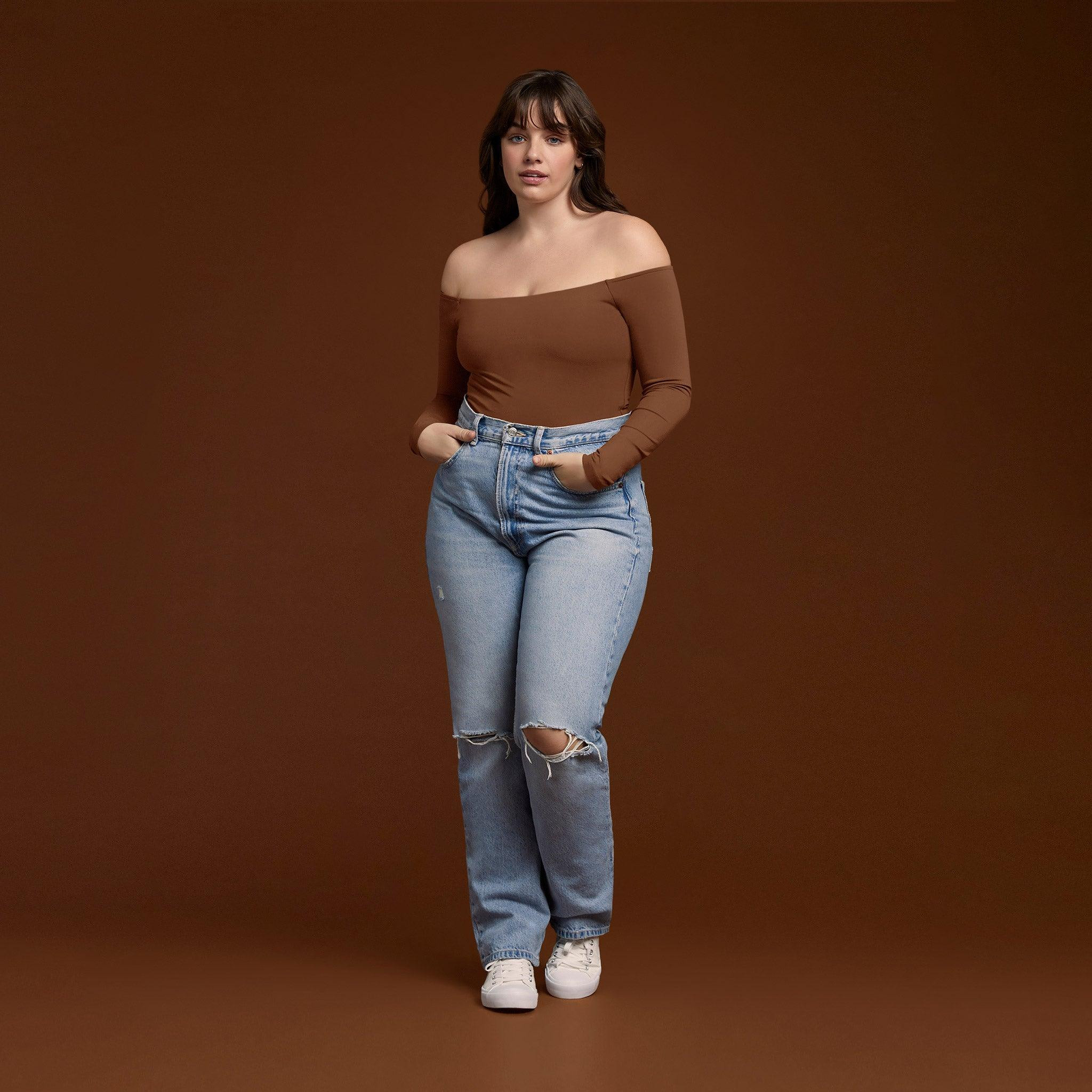 Women's Off The Shoulder Bodysuit - Chocolate - nuuds | nuuds