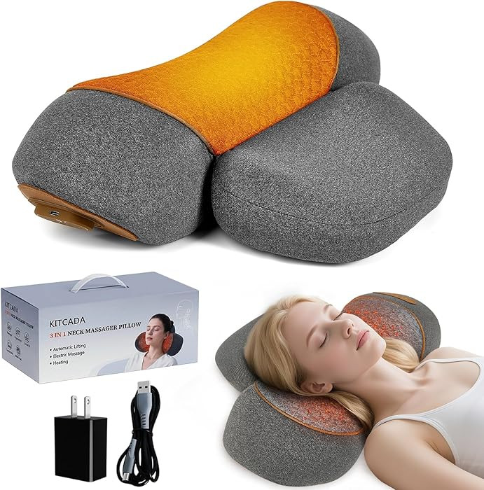 Neck Massager Pillow - 3-in-1 Neck Pillow with Battery, Travel Neck Massager Pillow for Shoulder ... | Amazon (US)