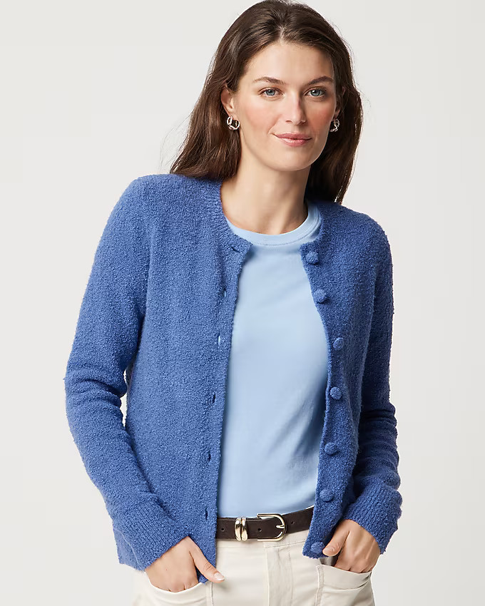 Cotton-blend bouclé cardigan sweater | J.Crew Factory