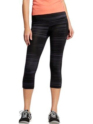 Old Navy Womens Active Patterned Compression Capris 20" Size L Tall - Black jack | Old Navy US