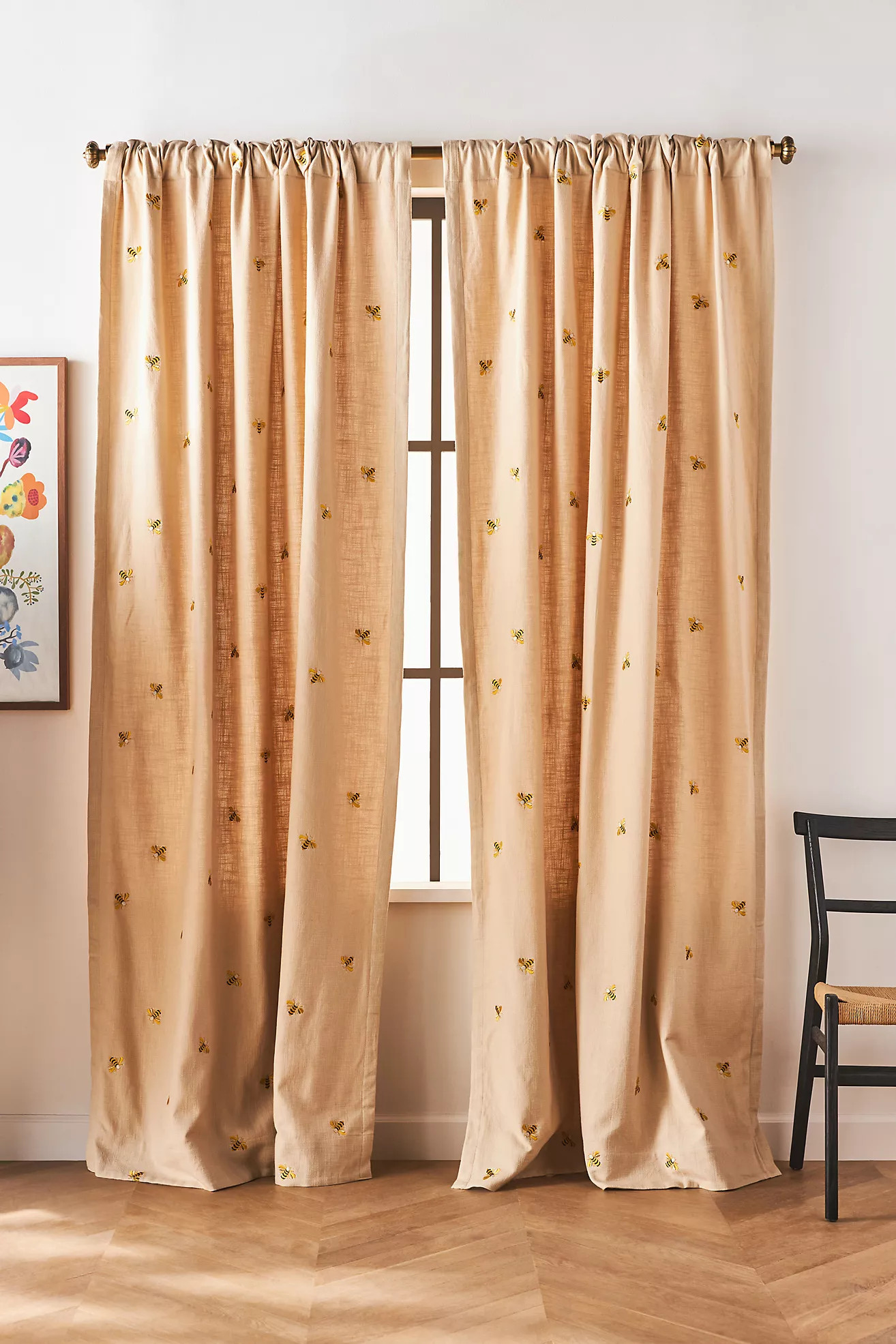 Embroidered Abeille Curtain | Anthropologie (US)