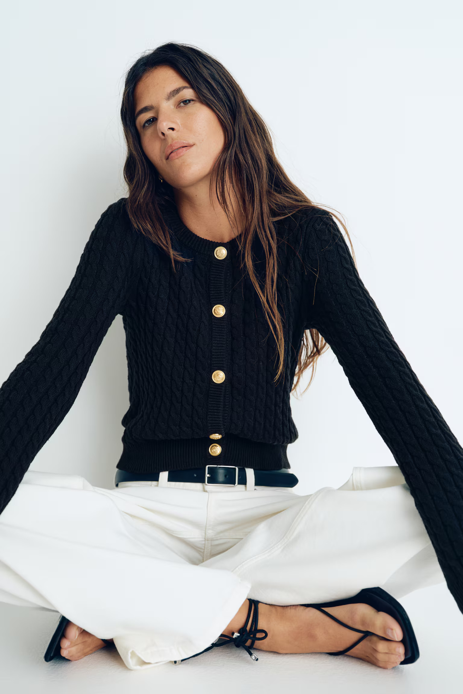Cable-Knit Cardigan - Black - Ladies | H&M US | H&M (US + CA)