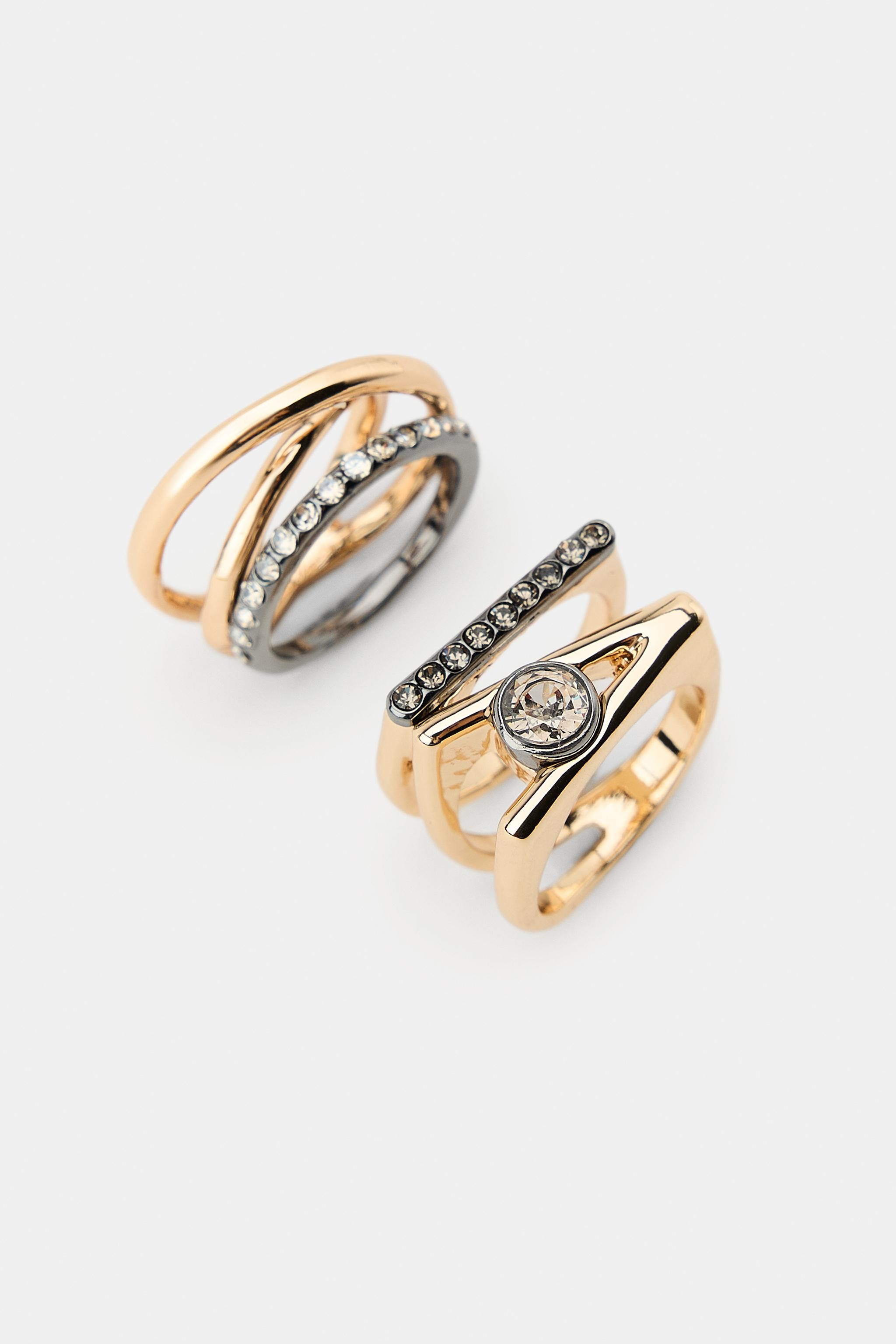 PACK OF 2 COMBINED SPARKLY JEWEL RINGS | Zara US