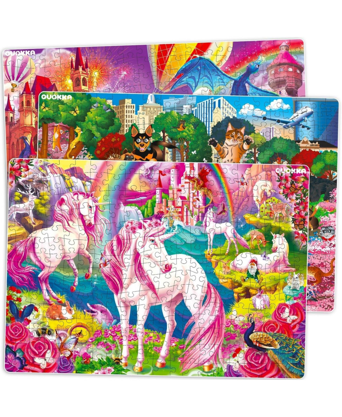 Quokka 3X Set 300-Piece Floor Jigsaw Puzzles for Kids Ages 10-12 - Unicorn - 300-pc unicorn princess park | Macy's