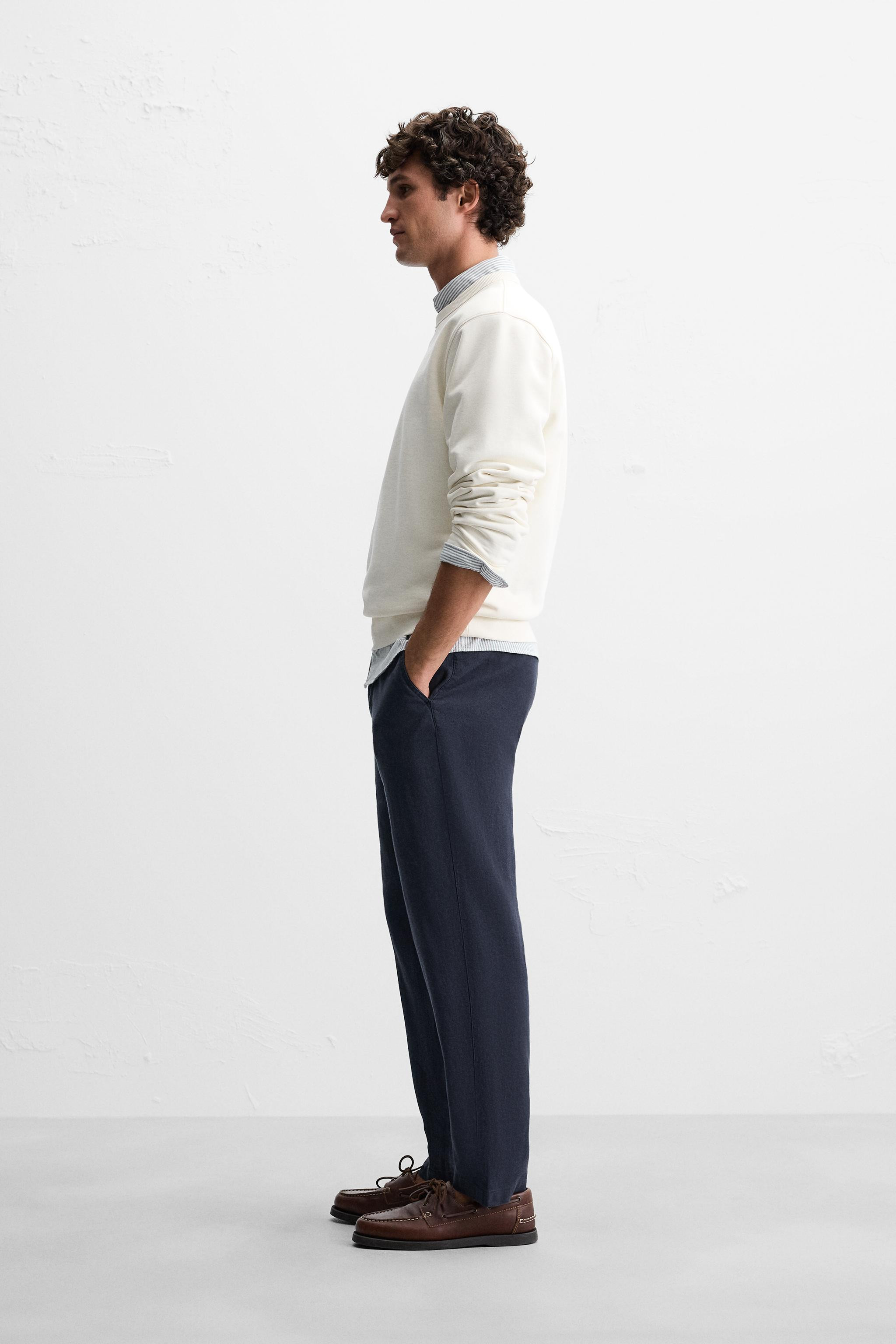 RELAXED FIT COTTON LINEN BLEND PANTS | Zara US