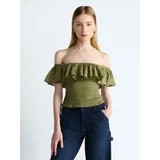 Scoop Women’s and Women’s Plus Off-the-Shoulder Smocked Ruffle Cotton Top, Sizes XS-4X | Walmart (US)