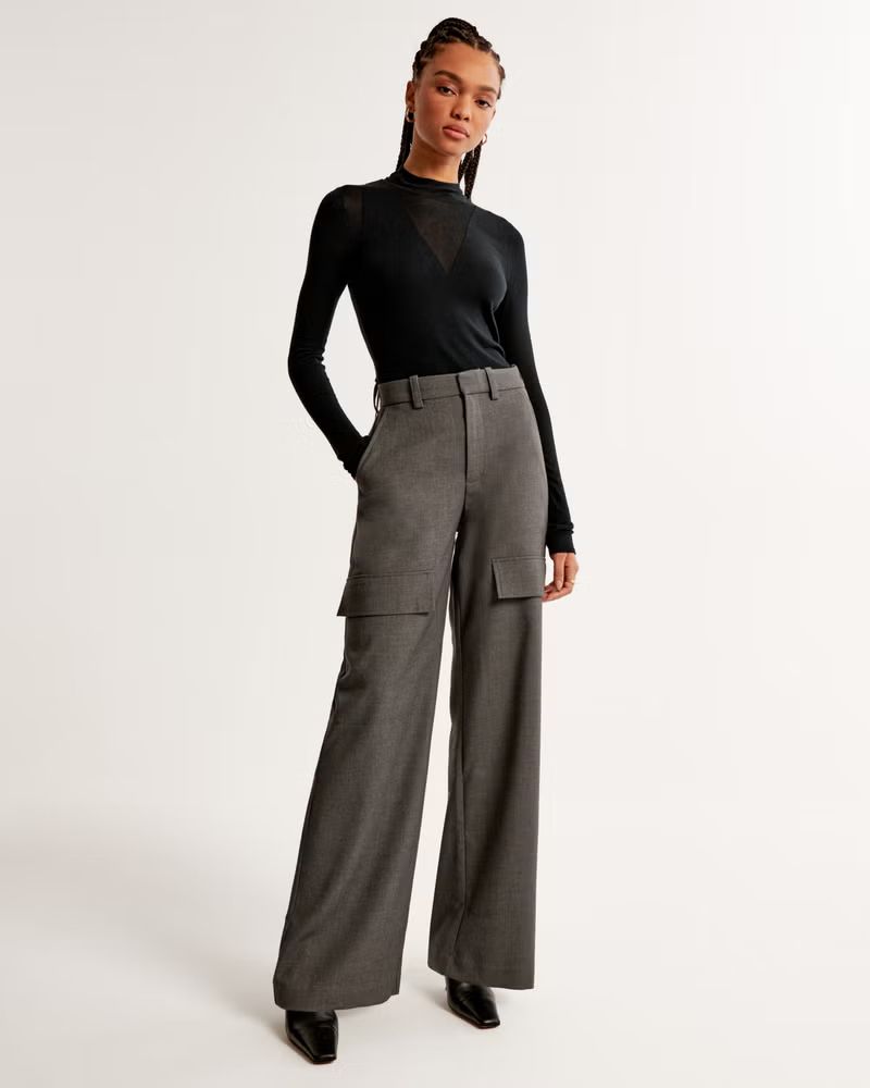 Midweight Suiting Wide Leg Cargo Pant | Abercrombie & Fitch (US)