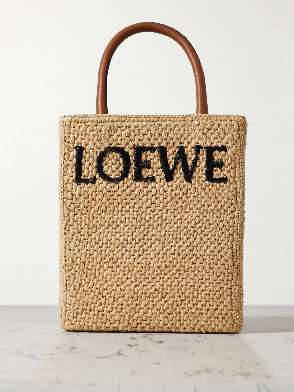 Loewe - Leather-trimmed Raffia Tote - Neutrals | NET-A-PORTER (US)