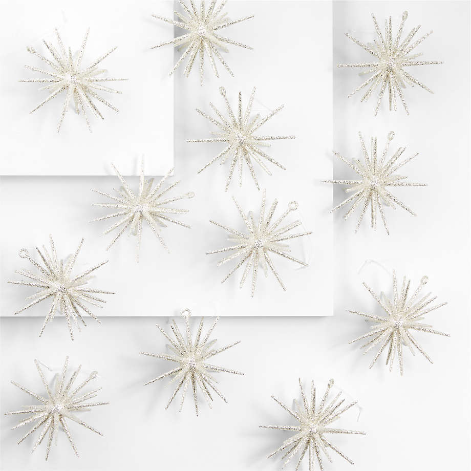 3D Gold Glitter Star Christmas Tree Ornaments, Set of 12 | Crate & Barrel | Crate & Barrel