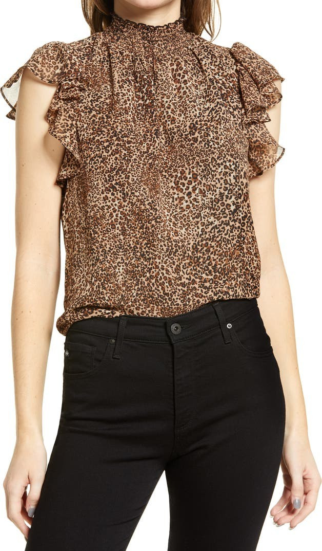 Flutter Sleeve Smocked Neck Blouse | Nordstrom