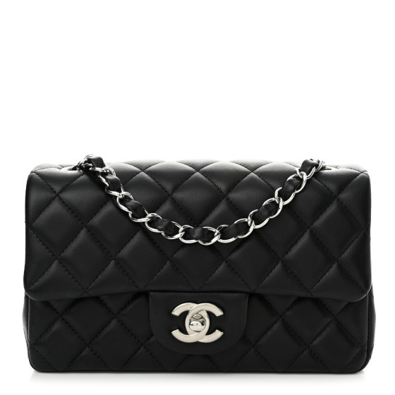 Lambskin Quilted Mini Rectangular Flap Black | FASHIONPHILE (US)