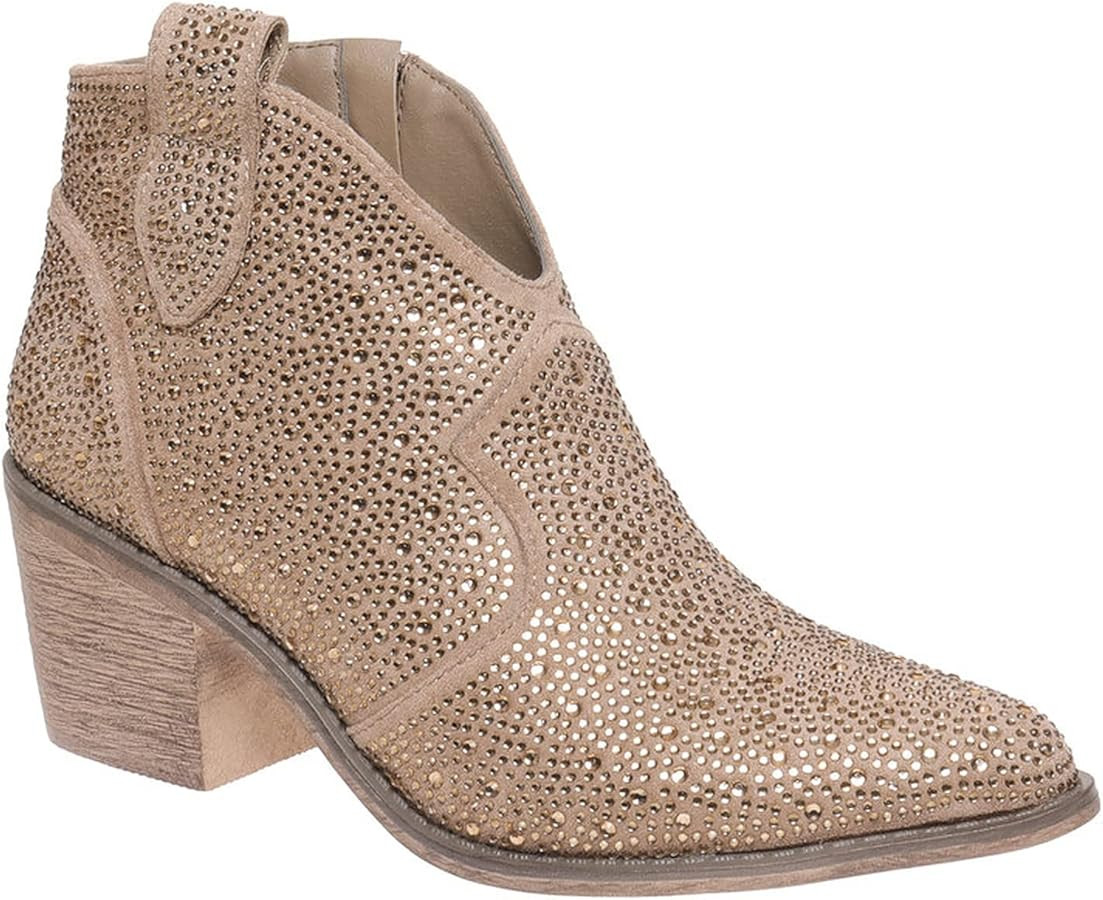 Pierre Dumas Women's Wilder-9 Rhinestone Chunky Heel Ankle Bootie | Amazon (US)