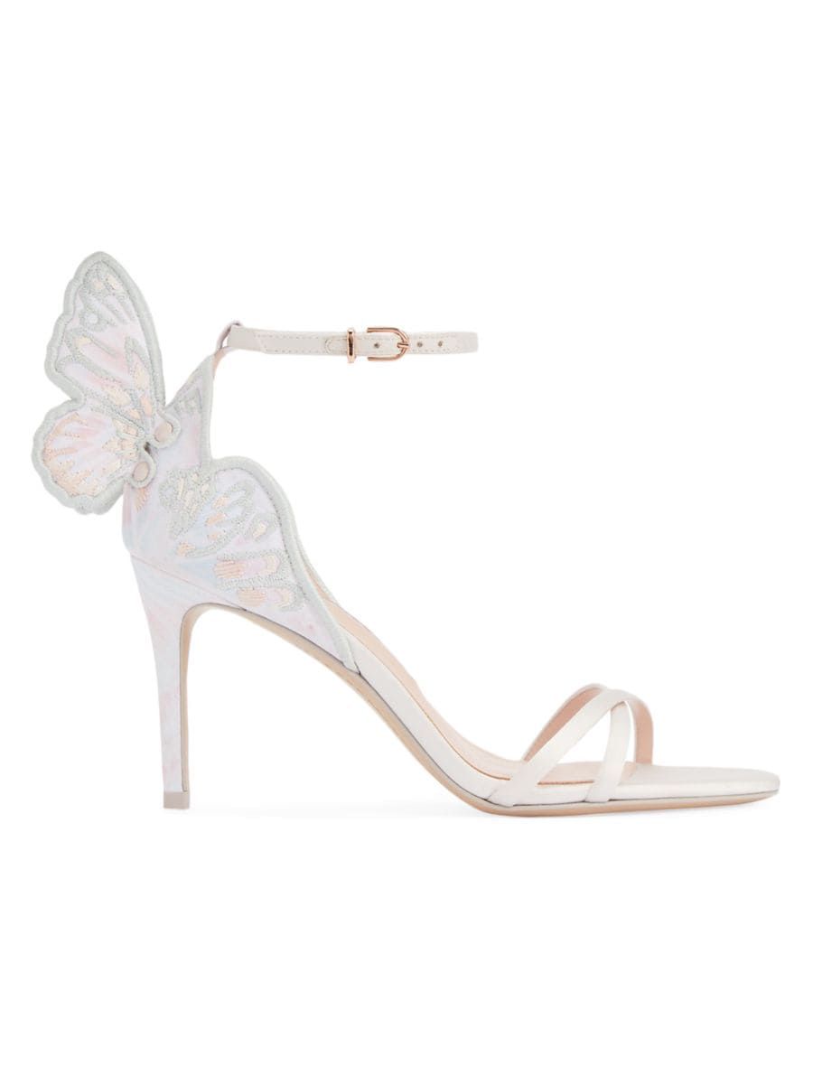 Shop Sophia Webster Chiara Butterfly-Accent 85MM Satin Sandals | Saks Fifth Avenue | Saks Fifth Avenue