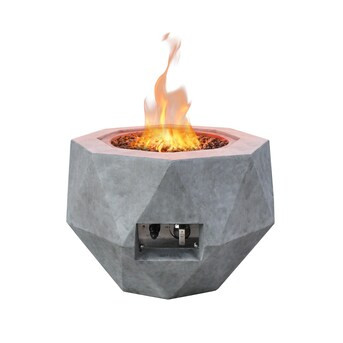 KANTE Kante 25.2 Inch Wide Rhombohedron Natural Concrete and Metal Outdoor Eco-Friendly Smokeless... | Lowe's