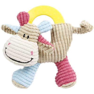 Pet Life Moo-cifier Plush Squeaking and Rubber Teething Newborn Puppy Dog Toy, Brown | Target
