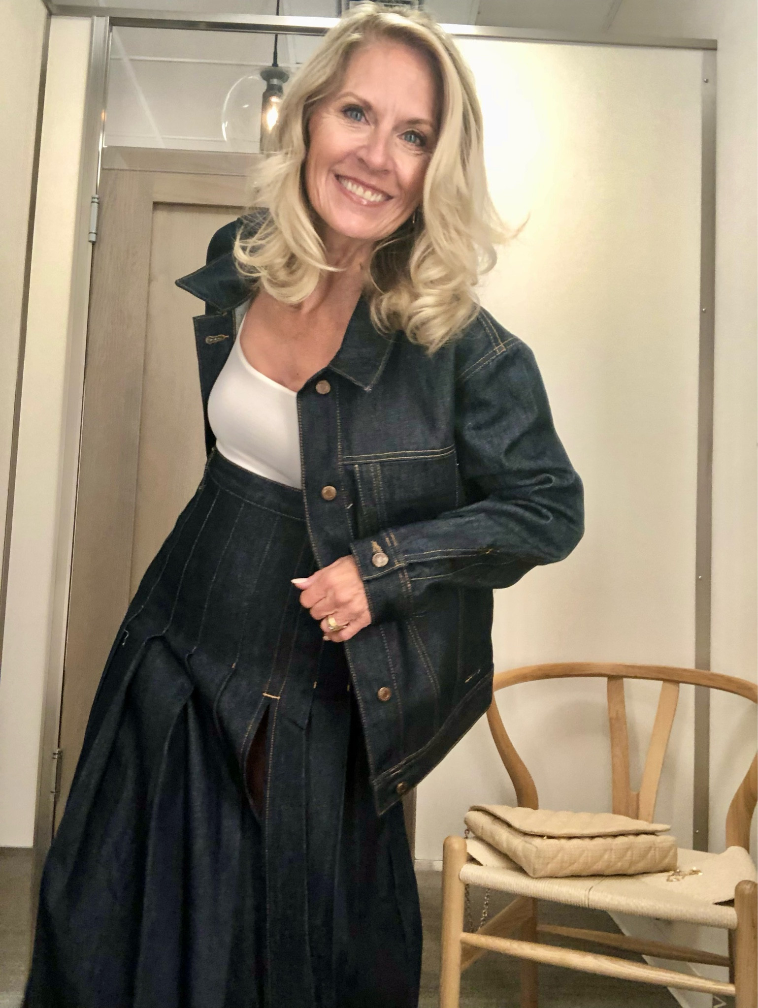 This amazing denim skirt by Top Shop is a show stopper! Love the pleats and daring slit in the front. I paired it with Top Shop’s  very oversized denim jacket!

Follow me {Deborahsorlie} for more 50+ style inspiration.

#LTKSeasonal #LTKsalealert #LTKstyletip