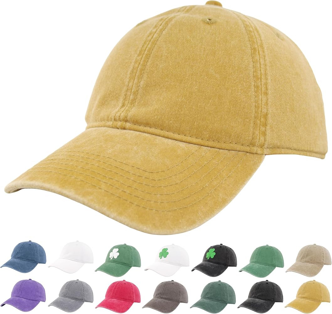 Washed Cotton Unstructured Baseball Cap for Men Women Retro Classic Gift Golf Dad Hats | Amazon (US)