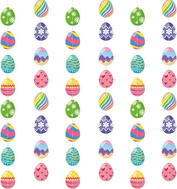 AhfuLife Easter Egg Garland Decorations, Happy Easter Paper Banner Party Decorations 6pcs Easter ... | Amazon (US)
