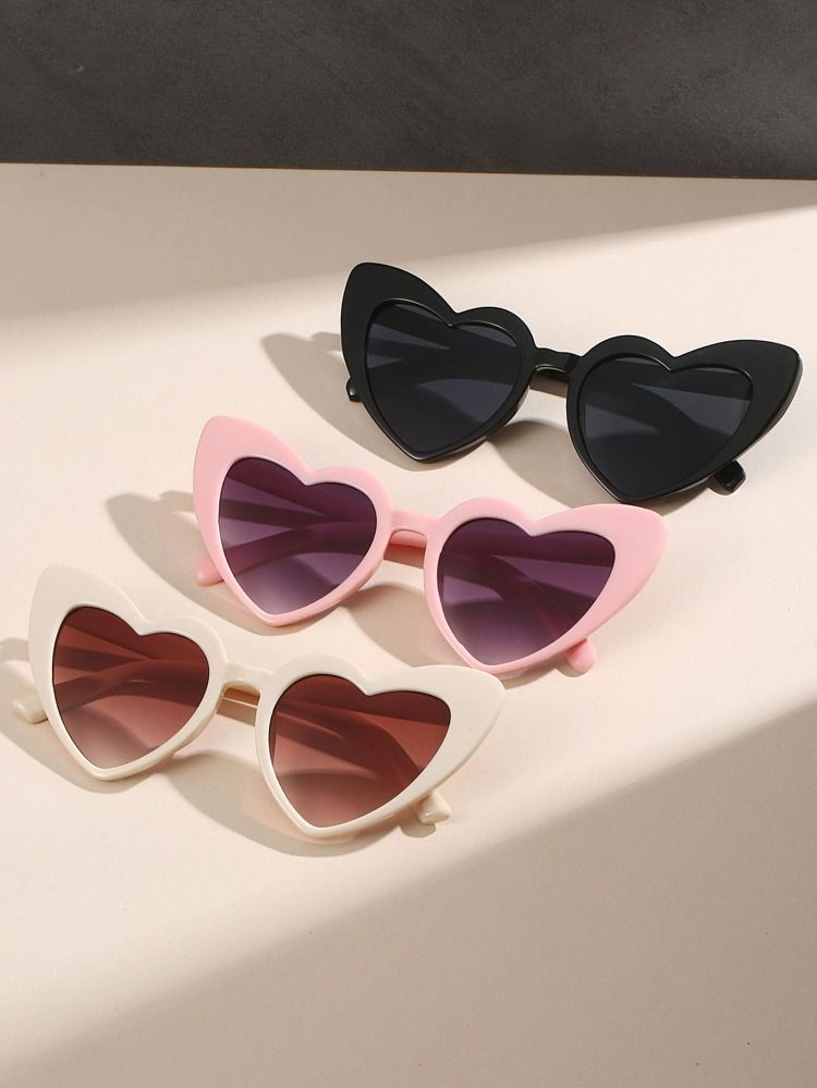 3pairs Heart Frame Sunglasses | SHEIN
