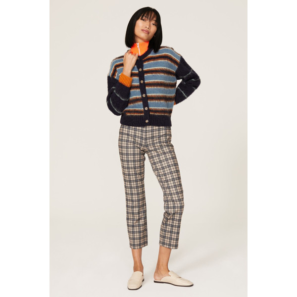 Stine Goya Ash Stripe Cardigan blue-brown-print | Rent the Runway