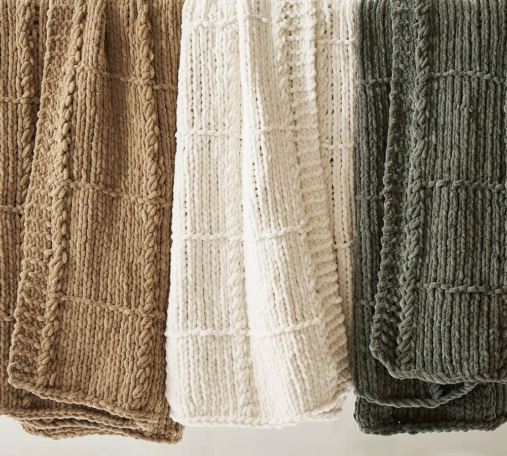 Chenille Windowpane Throw Blanket | Pottery Barn (US)
