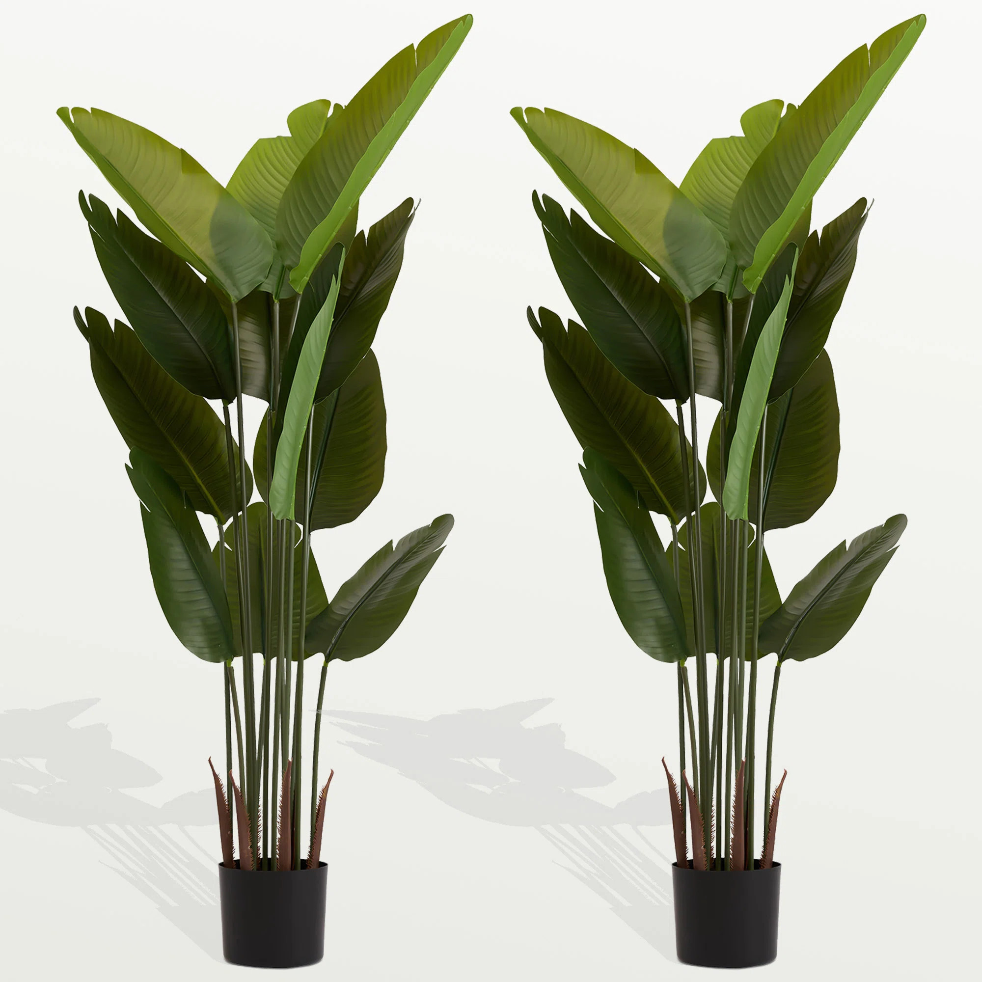 Artificial Ficus Tree Set - Realistic Indoor/Outdoor Faux Plants with Natural Wood Trunk, UV Resi... | Wayfair North America