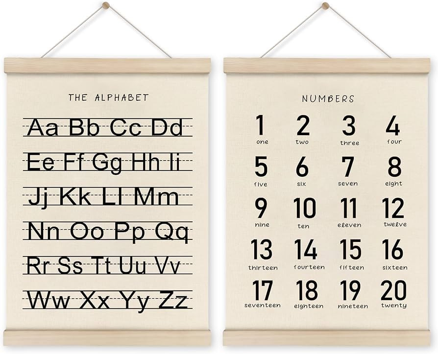 HRQKO Alphabet Numbers Poster Hanger Frame Set of 2, Nursery Wall Decor, Black ABC Poster Wall Ar... | Amazon (US)