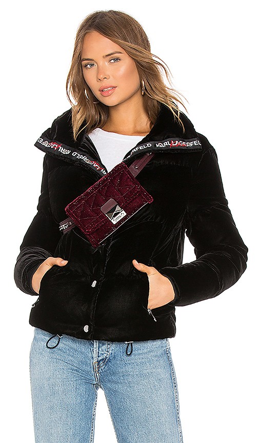 KARL X KAIA Velvet Down Jacket in Black | Revolve Clothing (Global)