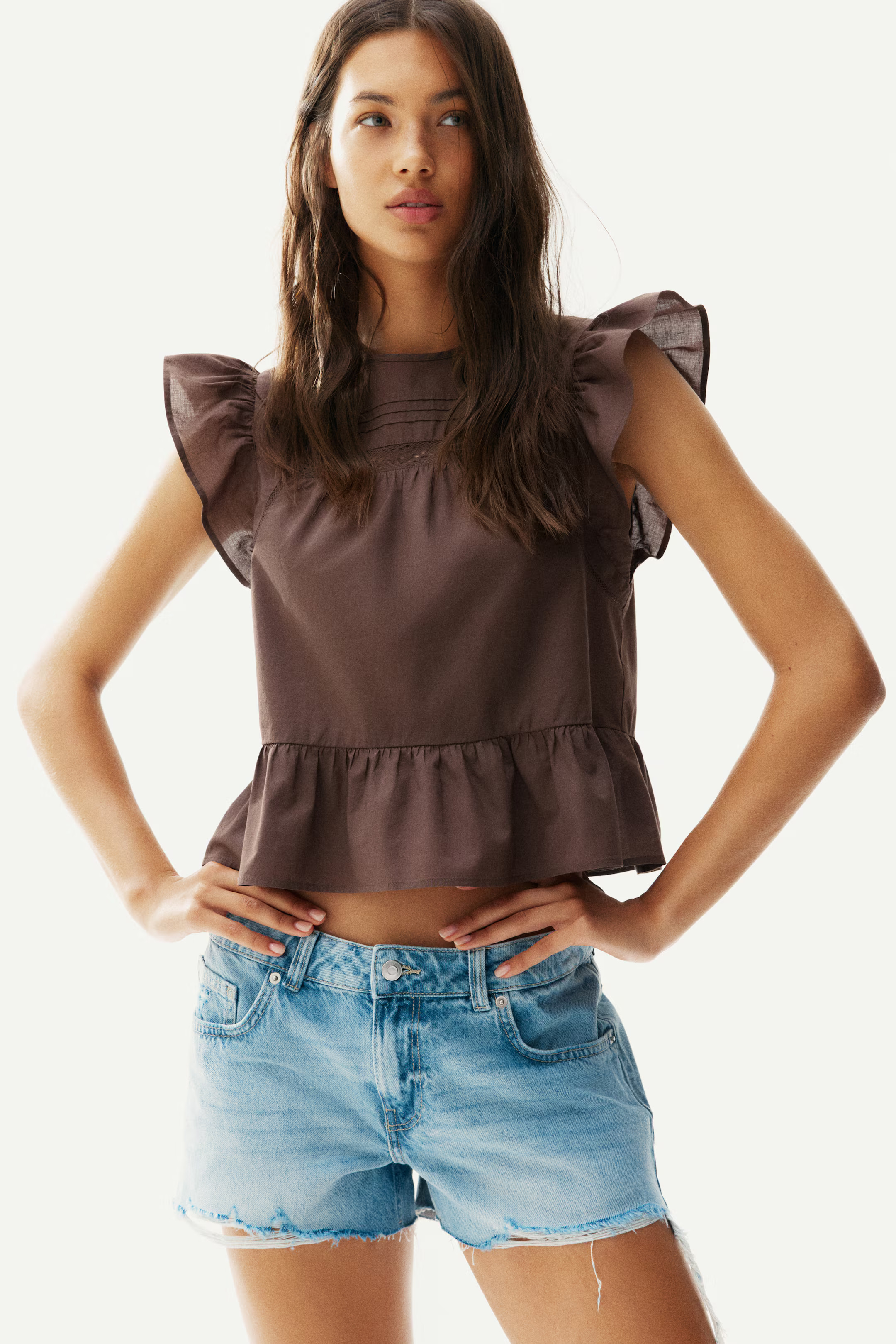 Lace-Inset Peplum Blouse | H&M (US + CA)