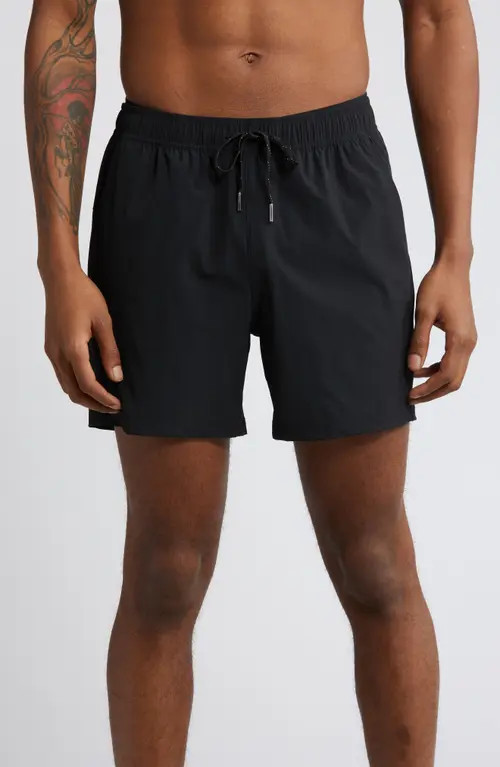 Fair Harbor The Bungalow Water Repellent Swim Trunks in Black at Nordstrom, Size X-Large | Nordstrom