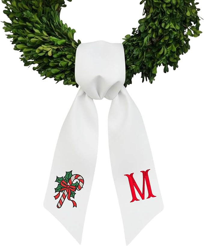 Morxy Monogrammed Wreath Sash for Front Door -Custom Embroidered Wreath Sash with Monogram - Pers... | Amazon (US)