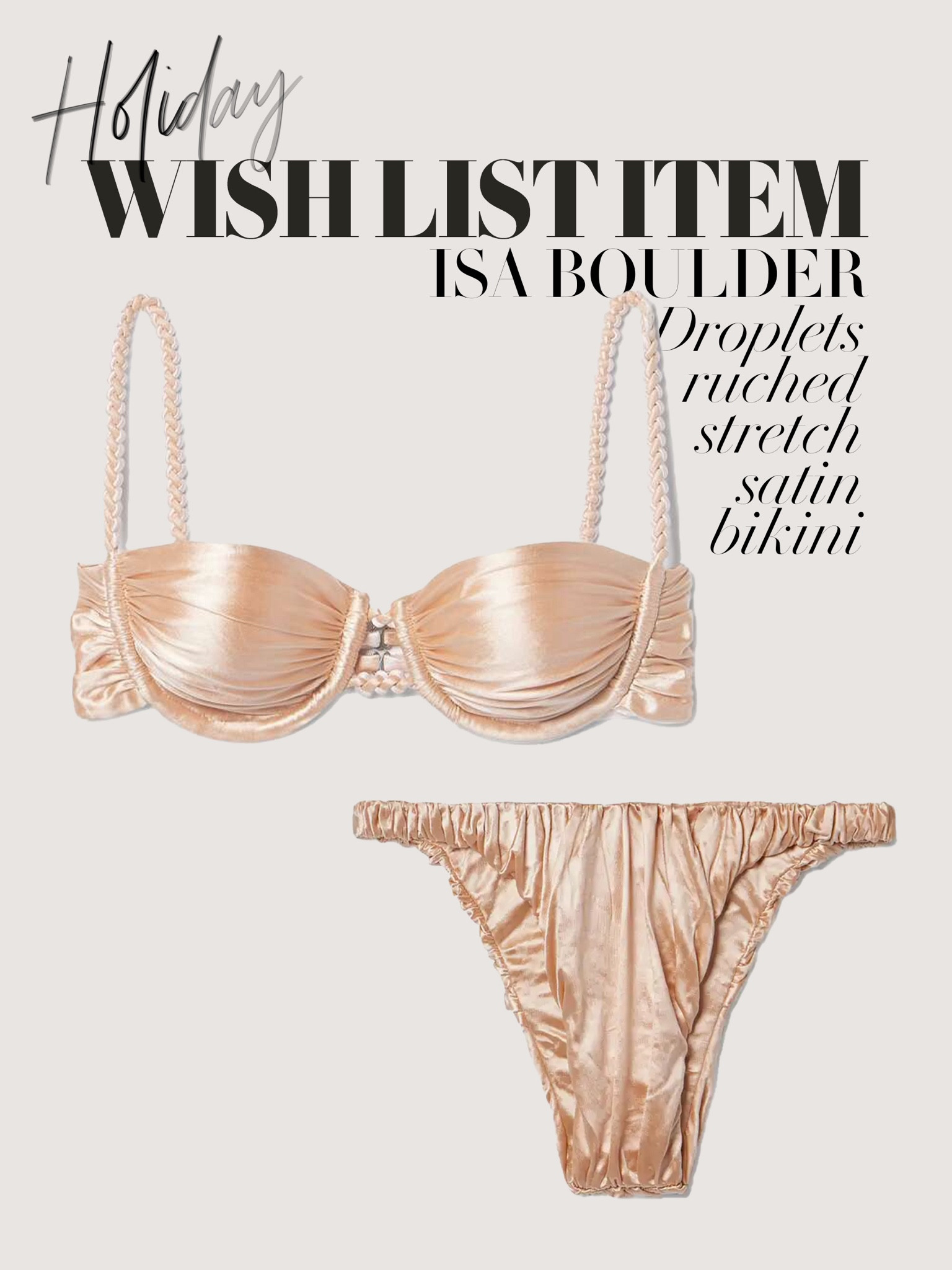 Isa Boulder makes the most beautiful swimwear… such dreamy romantic summer vibes ⚜️⚜️
Droplets ruched stretch satin bikini | Light pink swimwear | Peach trend | Sexy swimwear | Chic holiday outfit | Designer bikini bottoms 

#LTKswimwear #LTKsummer #LTKtravel